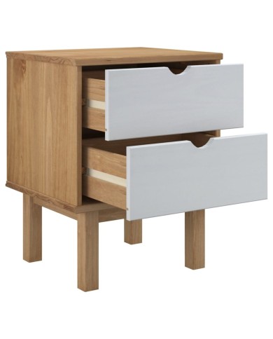 Table de chevet Marron et blanc 46x39,5x57cm Bois de pin solide