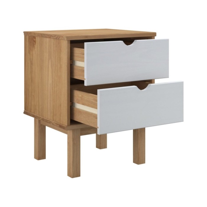 Table de chevet Marron et blanc 46x39,5x57cm Bois de pin solide