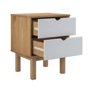 Table de chevet Marron et blanc 46x39,5x57cm Bois de pin solide