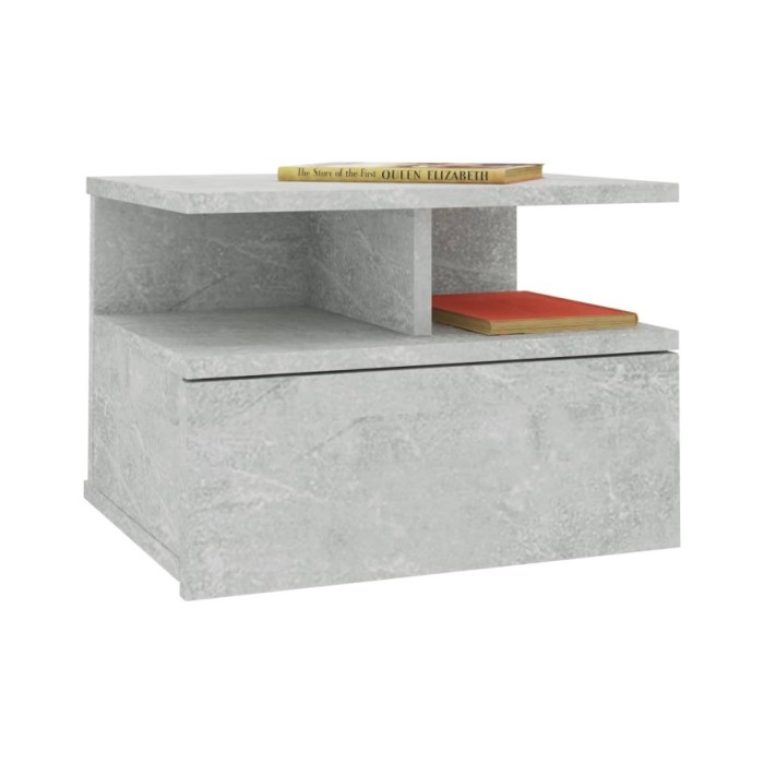 Table de chevet flottante Gris béton 40x31x27 cm Aggloméré