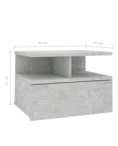 Table de chevet flottante Gris béton 40x31x27 cm Aggloméré