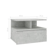 Table de chevet flottante Gris béton 40x31x27 cm Aggloméré