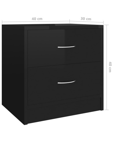 Table de chevet Noir brillant 40 x 30 x 40 cm Aggloméré