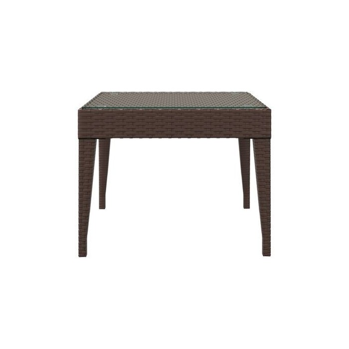 Table d'appoint marron 50x50x38 cm poly rotin et verre trempé