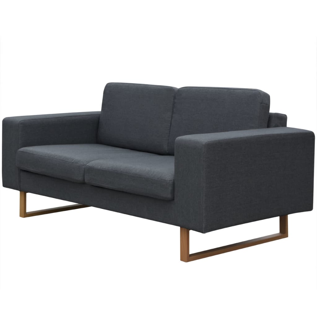  Canapé avec 2 places Tissu Gris foncé