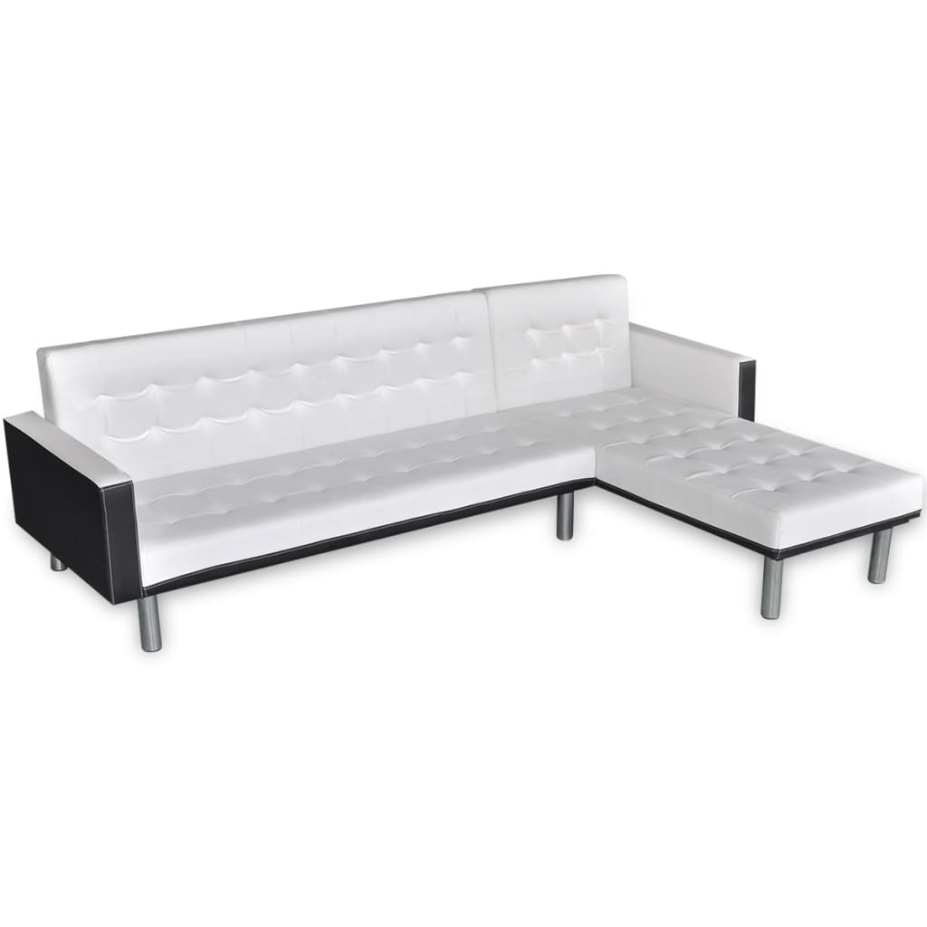  Canapé-lit d'angle Cuir synthétique Blanc