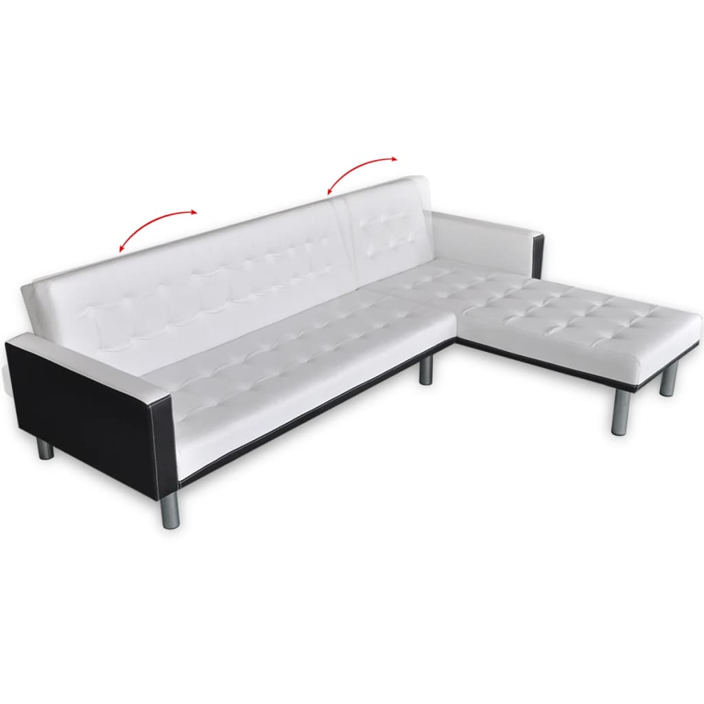  Canapé-lit d'angle Cuir synthétique Blanc