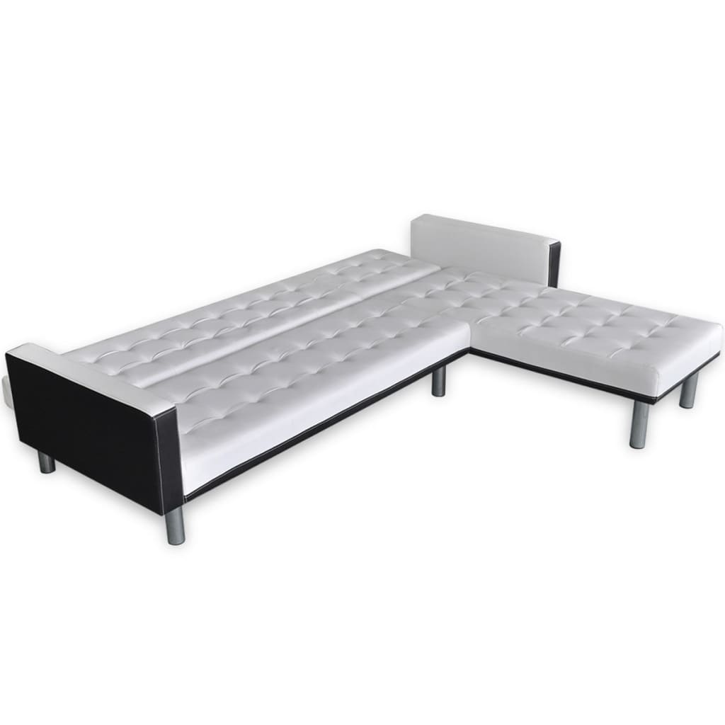  Canapé-lit d'angle Cuir synthétique Blanc