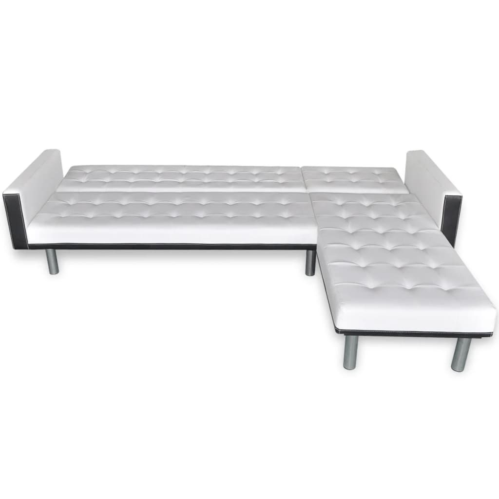  Canapé-lit d'angle Cuir synthétique Blanc