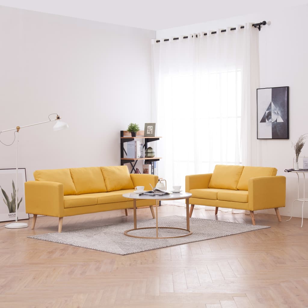  Ensemble de canapé 2 pcs Tissu Jaune