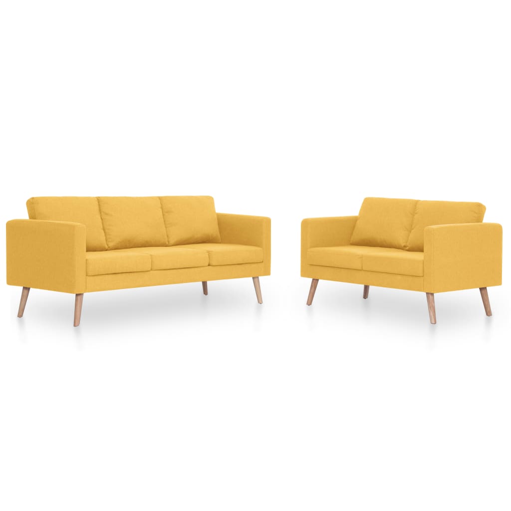  Ensemble de canapé 2 pcs Tissu Jaune