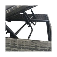 Chaise longue d'extérieur avec parasol Résine tressée Gris