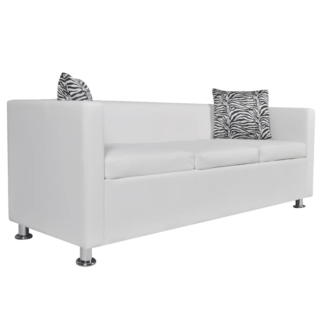  Jeu de canapé à 2 places et à 3 places Cuir synthétique Blanc