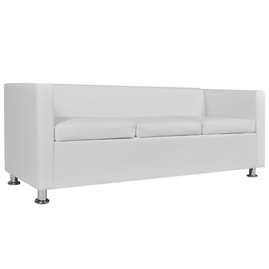  Jeu de canapé à 2 places et à 3 places Cuir synthétique Blanc