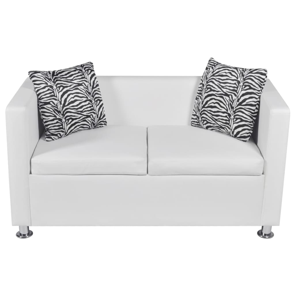  Jeu de canapé à 2 places et à 3 places Cuir synthétique Blanc