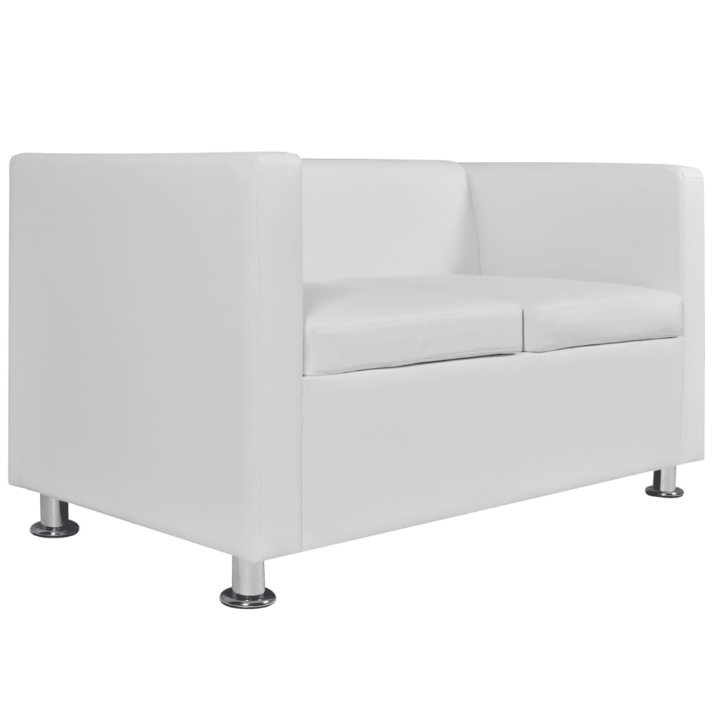  Jeu de canapé à 2 places et à 3 places Cuir synthétique Blanc