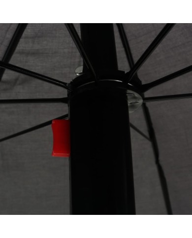 Chaise longue d'extérieur avec parasol Résine tressée Gris