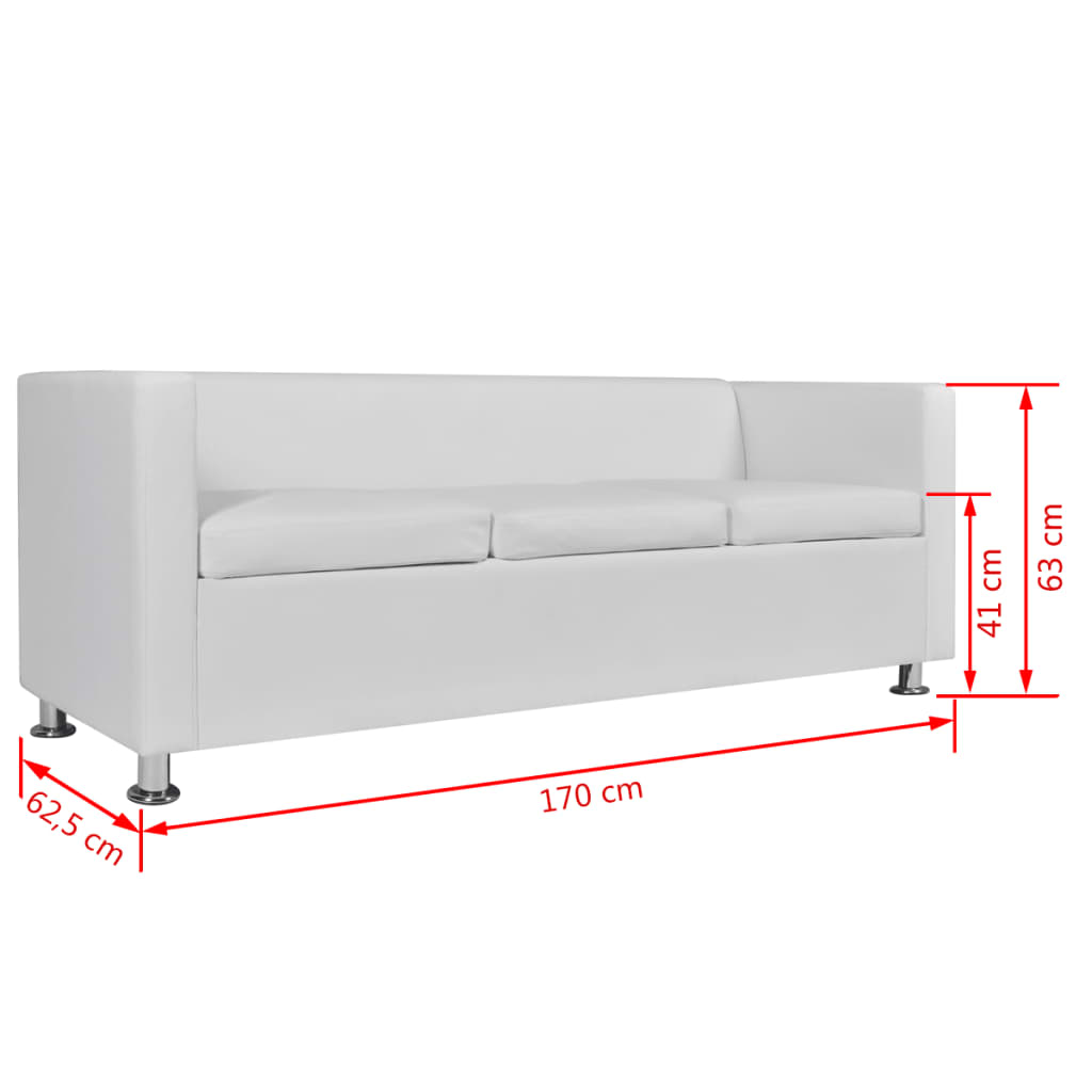  Jeu de canapé à 2 places et à 3 places Cuir synthétique Blanc