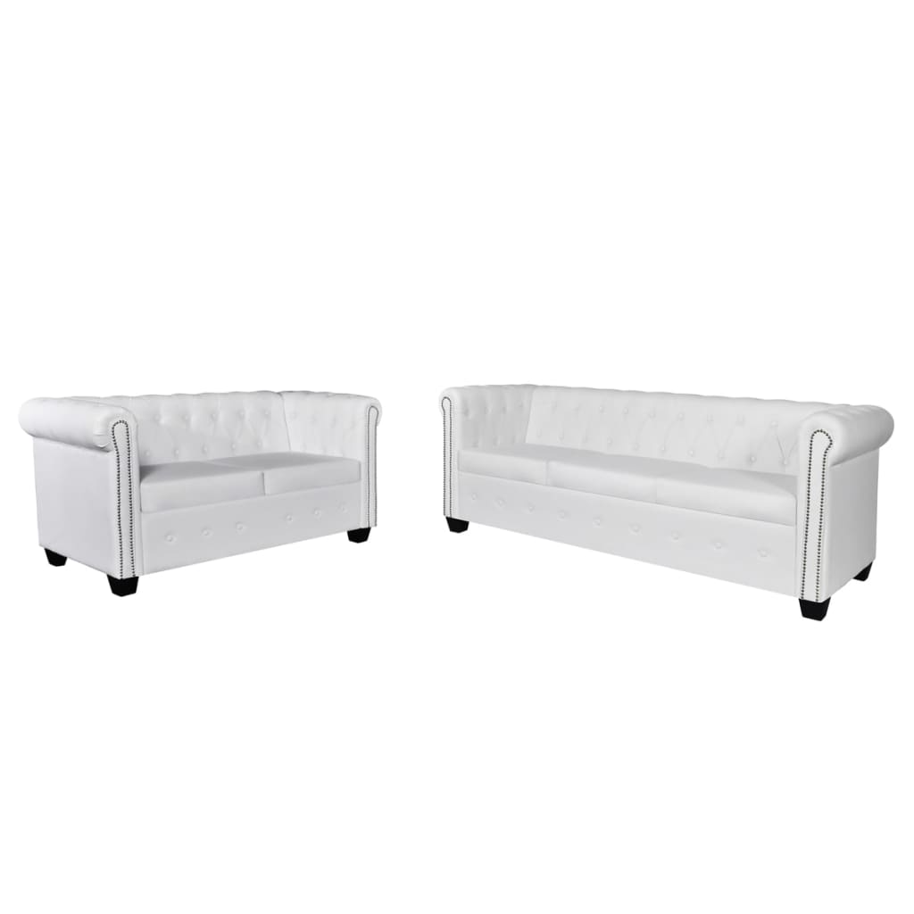  Canapé Chesterfield à 2 places et à 3 places blanc