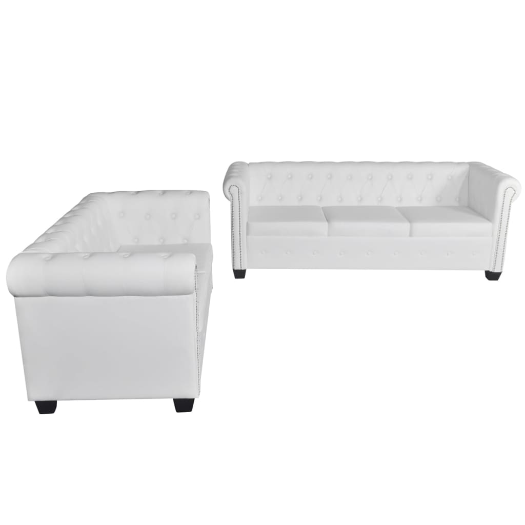  Canapé Chesterfield à 2 places et à 3 places blanc