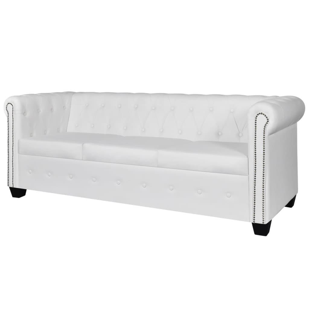  Canapé Chesterfield à 2 places et à 3 places blanc