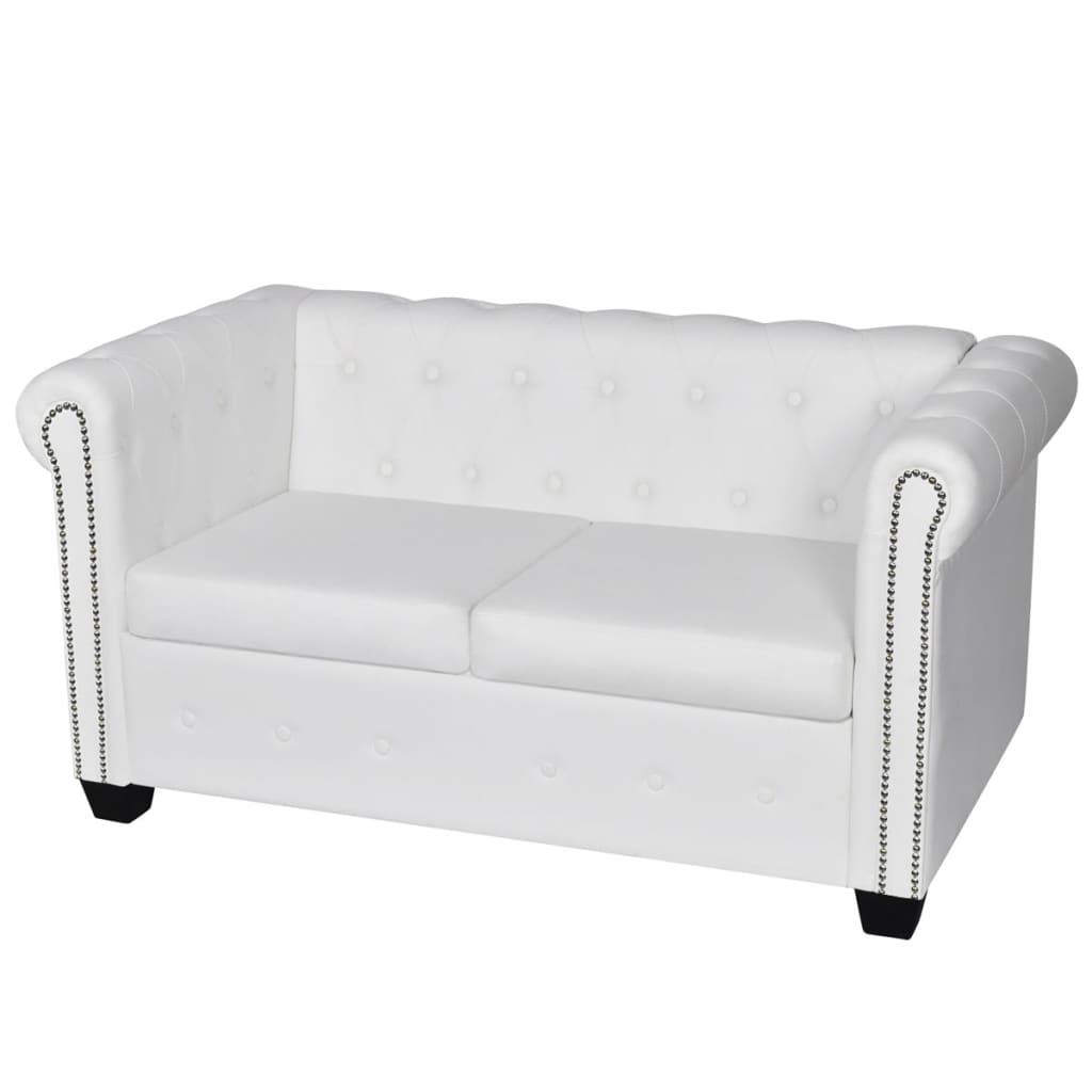  Canapé Chesterfield à 2 places et à 3 places blanc