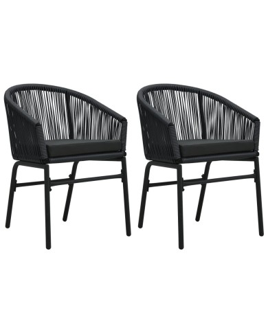 Chaises de jardin 2 pcs Noir Rotin PVC