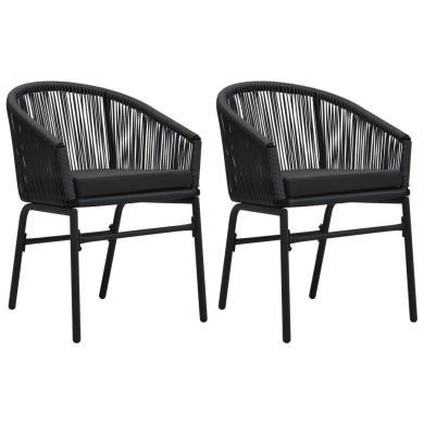 Chaises de jardin 2 pcs Noir Rotin PVC