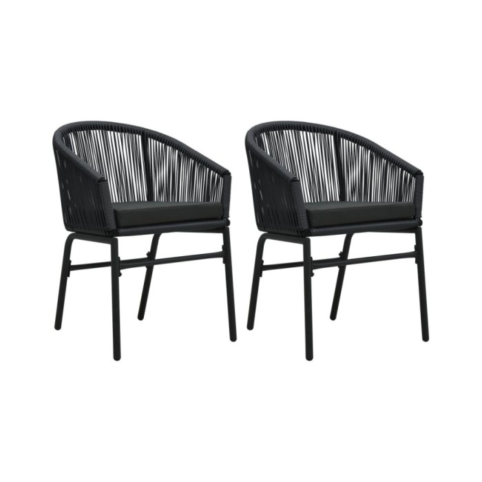 Chaises de jardin 2 pcs Noir Rotin PVC