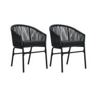 Chaises de jardin 2 pcs Noir Rotin PVC