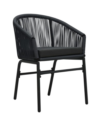 Chaises de jardin 2 pcs Noir Rotin PVC