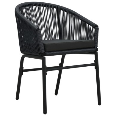 Chaises de jardin 2 pcs Noir Rotin PVC