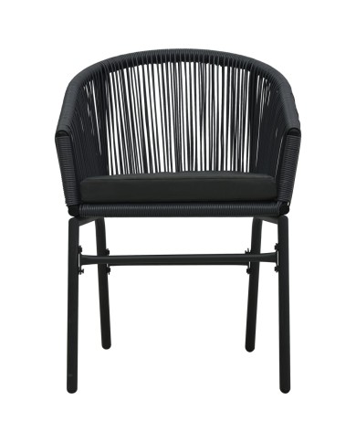 Chaises de jardin 2 pcs Noir Rotin PVC