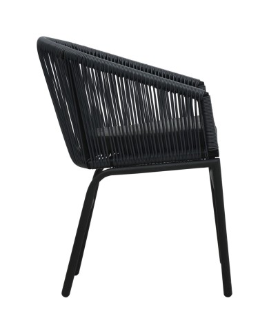 Chaises de jardin 2 pcs Noir Rotin PVC
