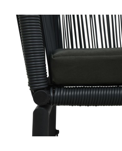 Chaises de jardin 2 pcs Noir Rotin PVC