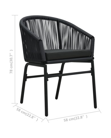 Chaises de jardin 2 pcs Noir Rotin PVC