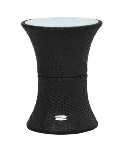 Table d'appoint de jardin Forme de tambour Noir Résine tressée