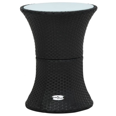 Table d'appoint de jardin Forme de tambour Noir Résine tressée