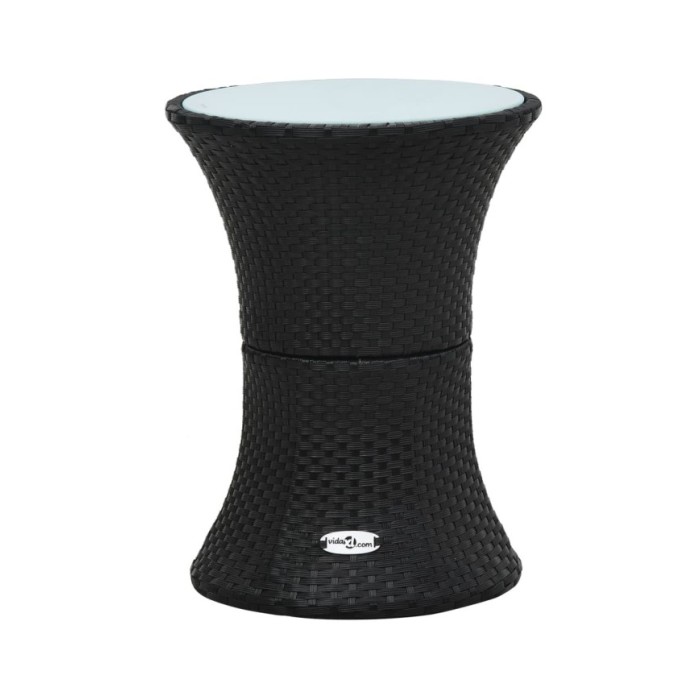 Table d'appoint de jardin Forme de tambour Noir Résine tressée