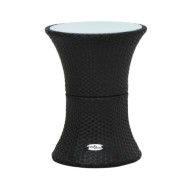 Table d'appoint de jardin Forme de tambour Noir Résine tressée