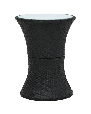 Table d'appoint de jardin Forme de tambour Noir Résine tressée