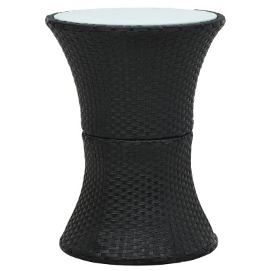 Table d'appoint de jardin Forme de tambour Noir Résine tressée