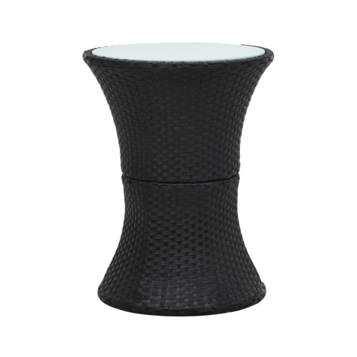 Table d'appoint de jardin Forme de tambour Noir Résine tressée