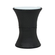 Table d'appoint de jardin Forme de tambour Noir Résine tressée