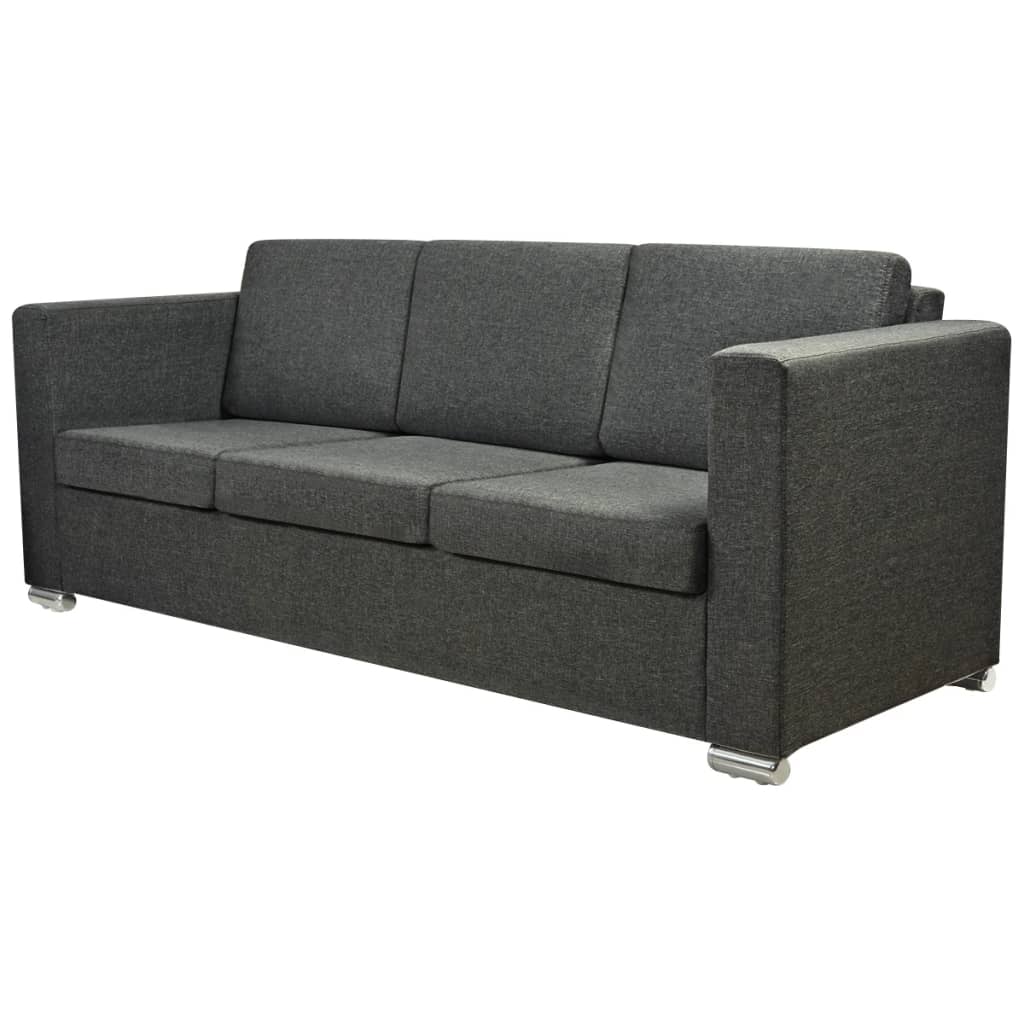  Canapé à 3 places Tissu Gris foncé