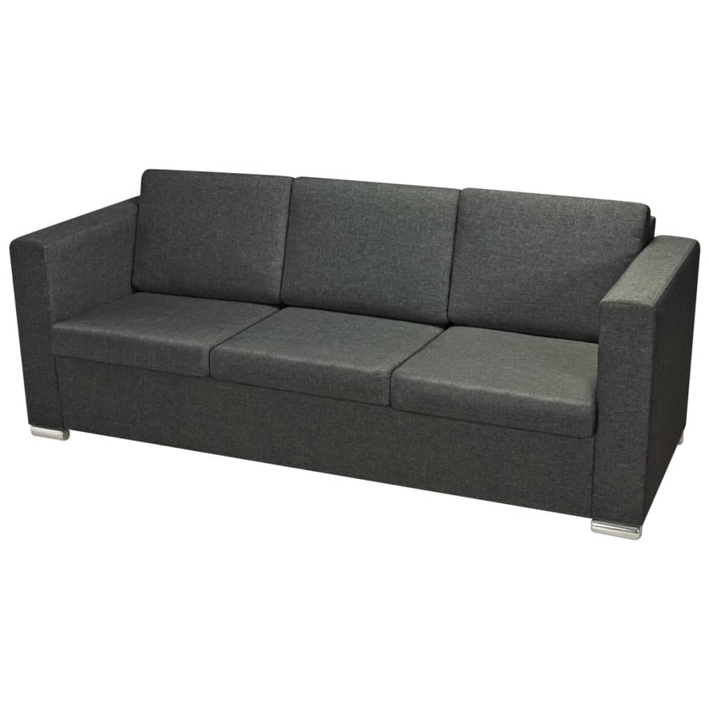  Canapé à 3 places Tissu Gris foncé