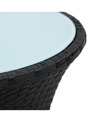 Table d'appoint de jardin Forme de tambour Noir Résine tressée