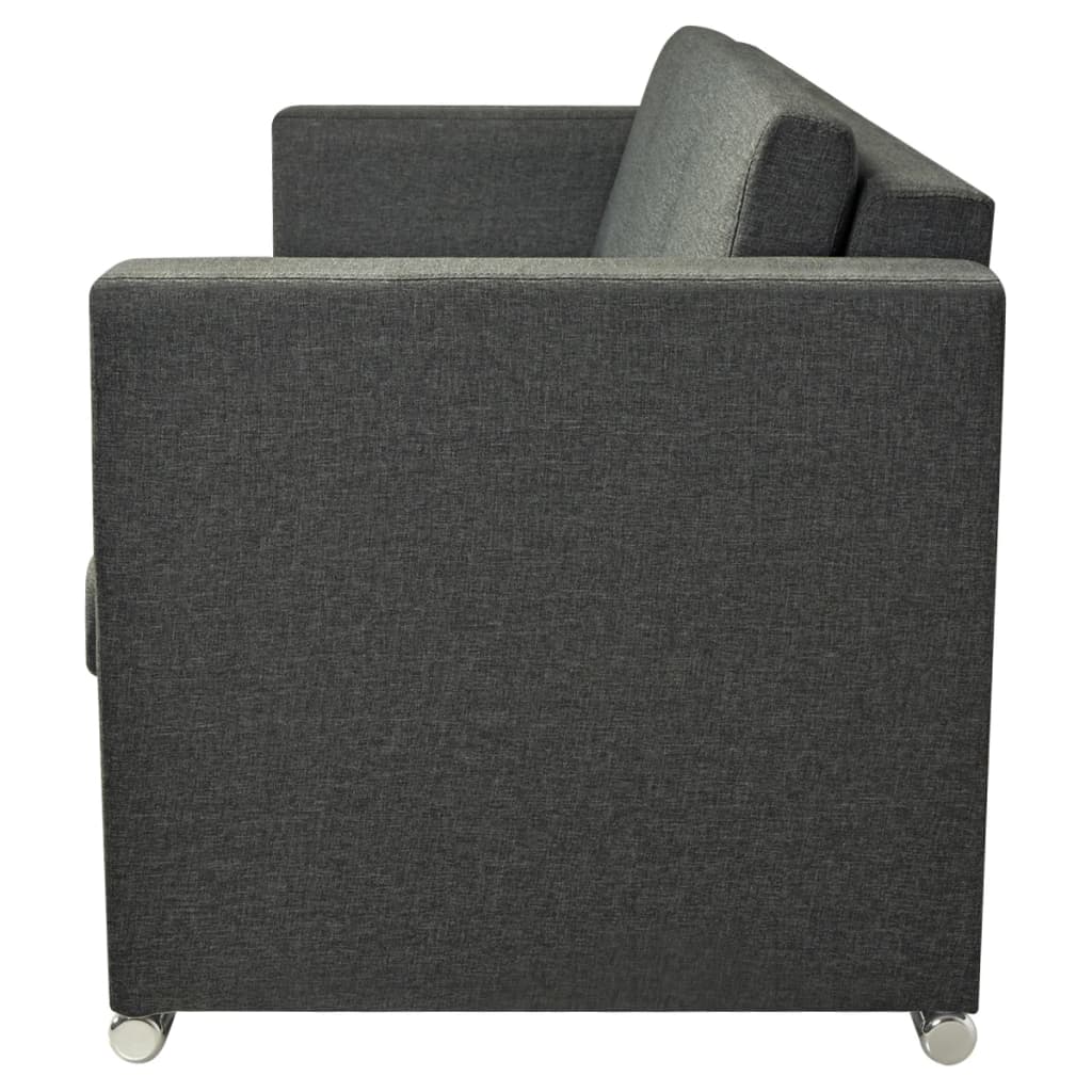  Canapé à 3 places Tissu Gris foncé