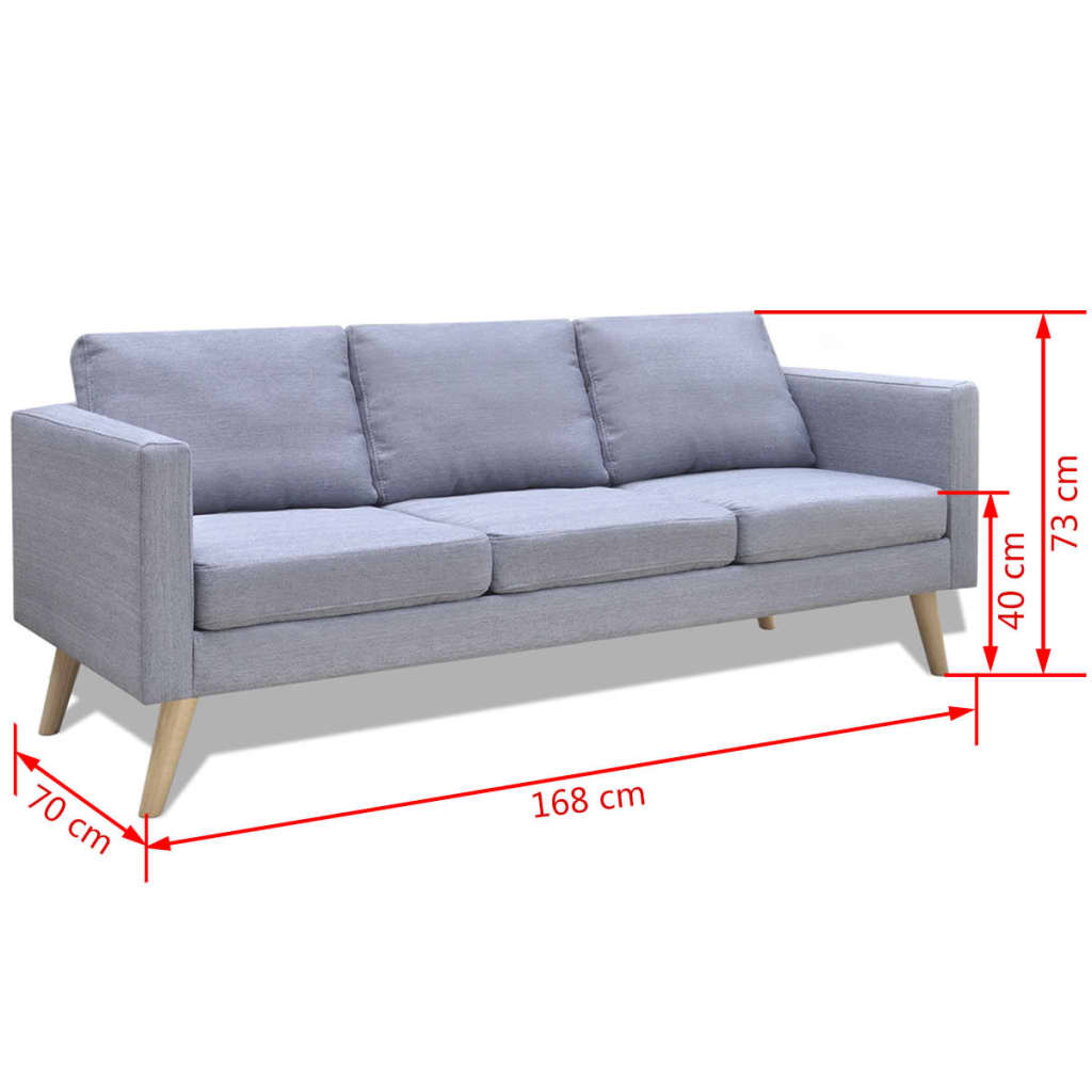  Canapé à 3 places Tissu Gris clair