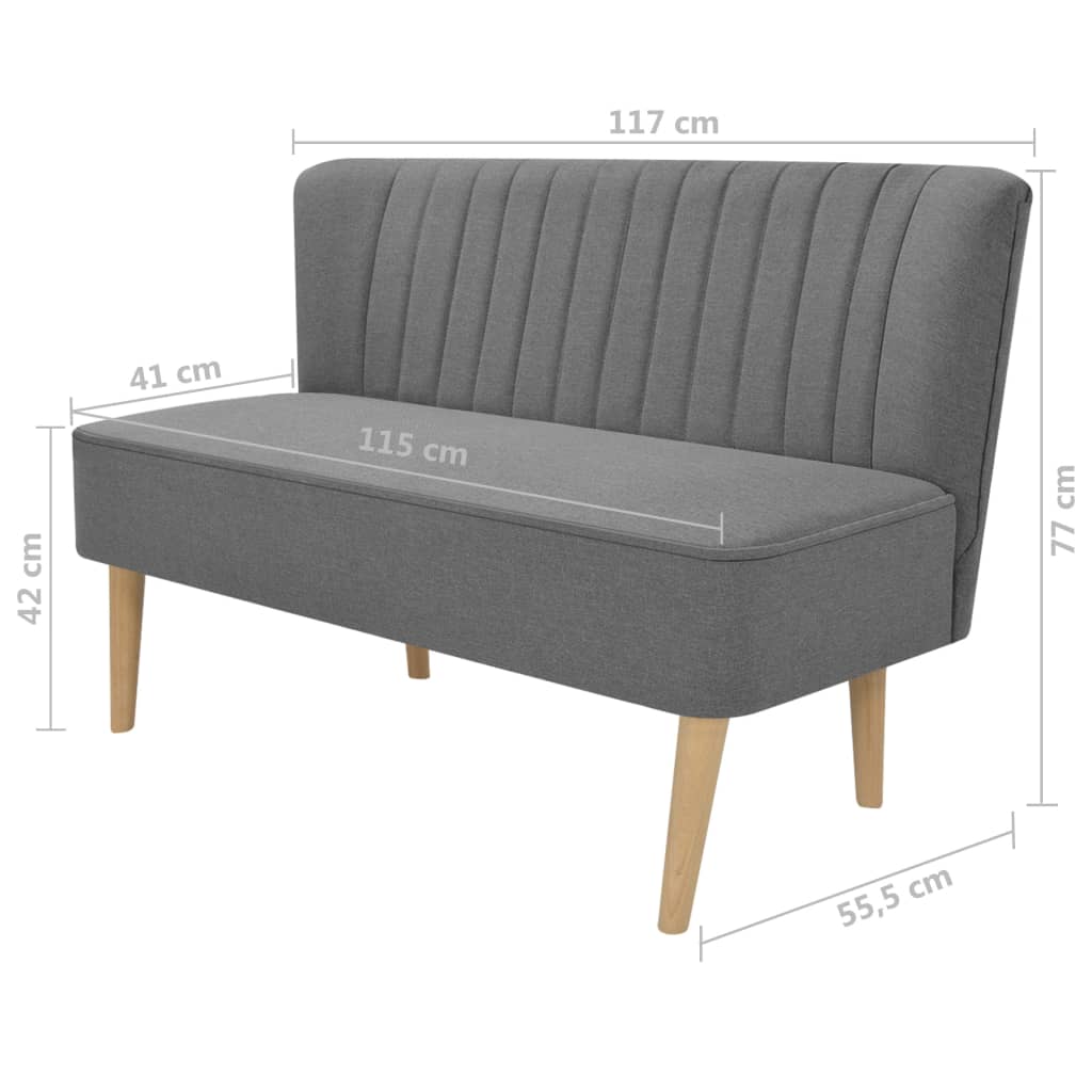  Canapé 117 x 55,5 x 77 cm Tissu Gris clair